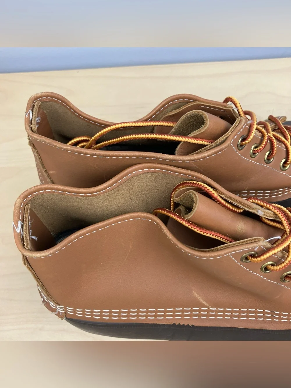 L.L. Bean Men’s Size 14.0 M Duck Boots Brown Leather Unlined Lace Up Classic